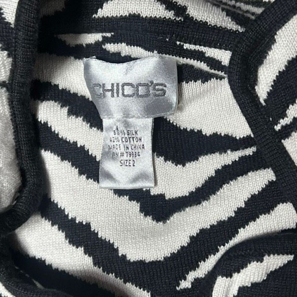 Chico's Zebra Print Cardigan Silk Sweater Animal Print Size Large - Picture 4 of 4